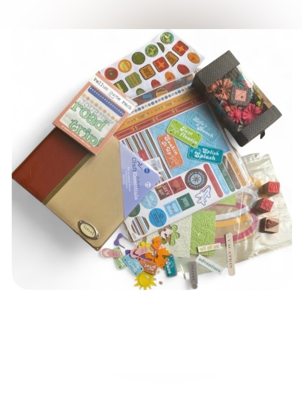 Travel Scrapbook Kit Bundle 8x8 Album Junk Journal Craft Supplies Lot NWT